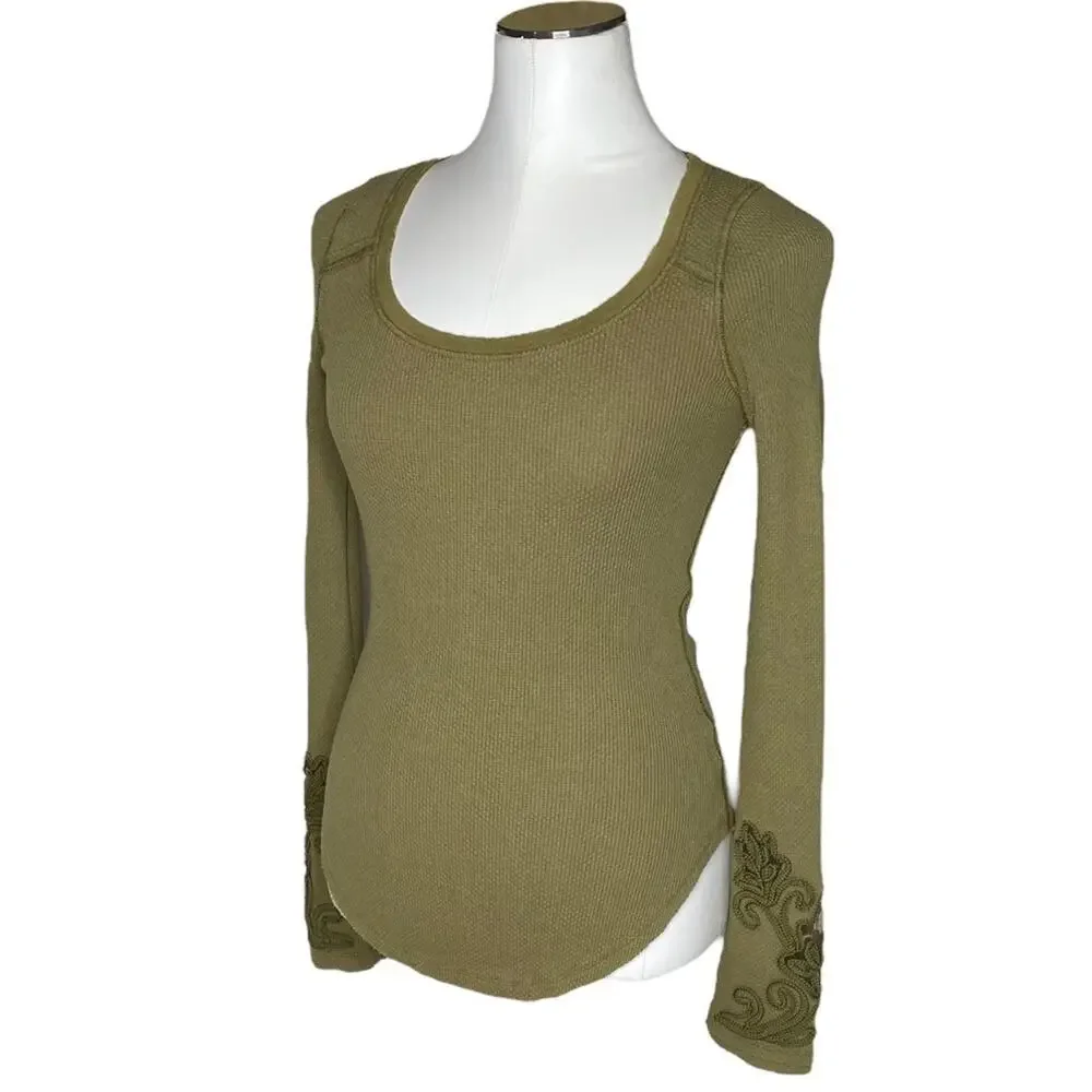 Free People Masquerade Cuff Long-Sleeve Thermal Tee